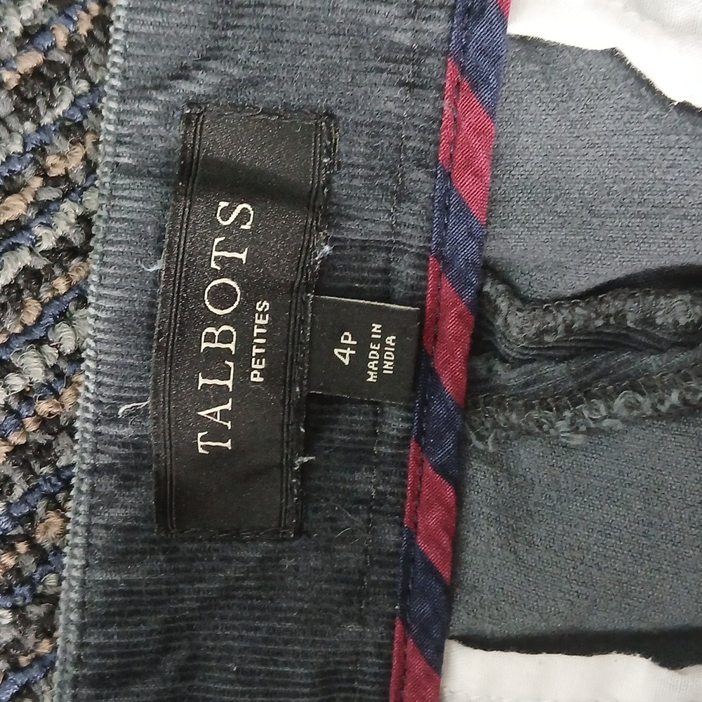 Talbots Heritage Corduroy Chino Pants Gray Flat Front Tapered Womens 4P petite - Picture 3 of 6
